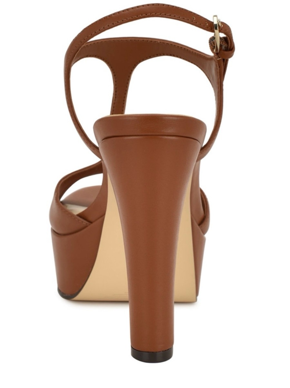 Nine West Cognac Brown Platform Block Heel Sandals - Picture 4 of 11